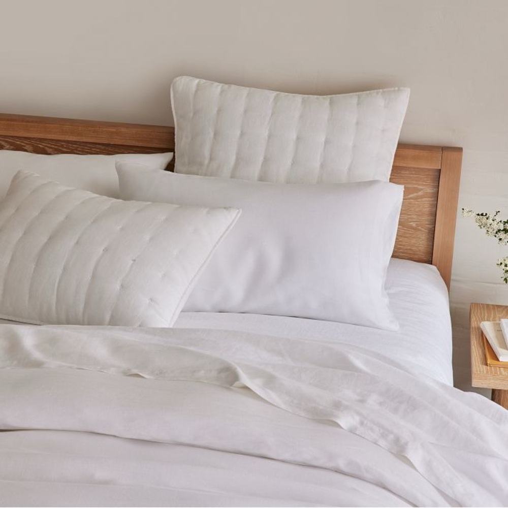 King Size European Flax Sheet Set in Charcoal Pinstripe